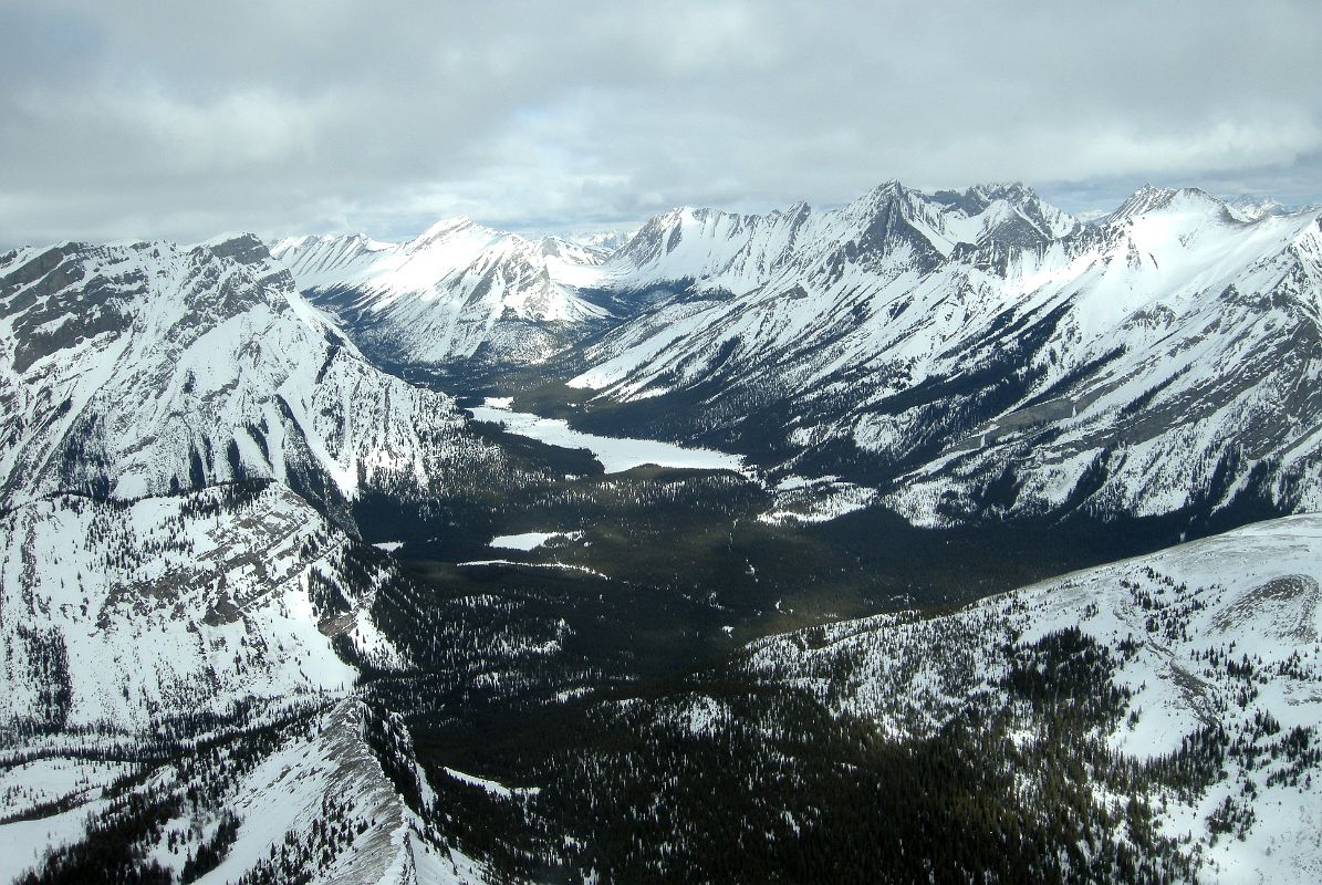 34 Wonder Peak, Mount Cautley, Og Mountain, Beersheba Peak, Mount Allenby, Mount Mercer From Helicopter Between Mount Assiniboine And Canmore In Winter